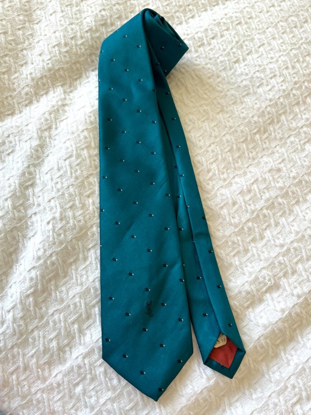 Vintage YSL Tie - Teal - Necktie - New Old Stock - Original Tag - Picture 4 of 7